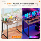 PayLessHere | 32 Inch Computer Desk | Brown | Office Desk with Metal Frame, Adjustable Feet | Water-Resistant, Scratchproof Surface | Sturdy Writing Table for Home Office or Study | Pack of 1