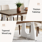 Tribesigns Large Dining Table for 6-8 People, 70.9" Wood Rustic Rectangular Table with White Wooden Legs, Farmhouse Center Kitchen Table for Dining Room, Living Room, Home Furniture (Brown & White)