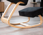 VIVO Wooden Rocking Kneeling Chair, Ergonomic Home Office Stool Posture Seat, Thick Black Cushions, Light Wood Frame, CHAIR-K04R