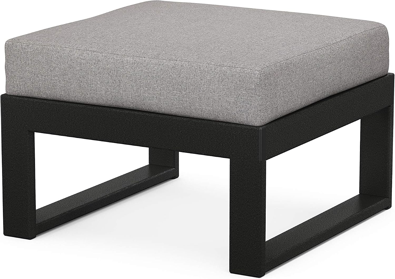 POLYWOOD® Edge Modular Deep Seating Ottoman, Black/Grey Mist
