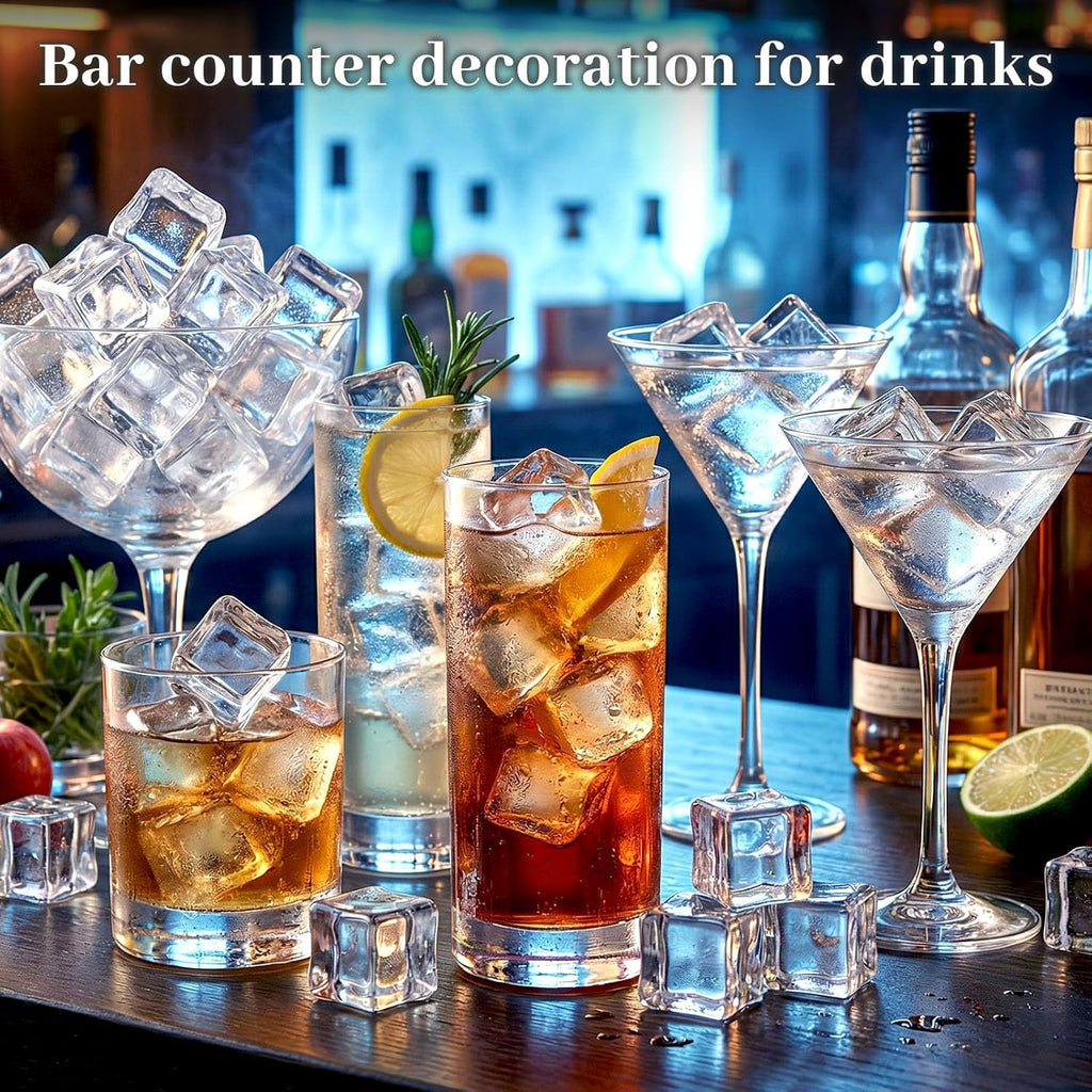 DomeStar 100PCS Clear Fake Ice Cubes, 1"x 1"x 0.8"Acrylic Fake Ice Vase Fillers Centerpiece Photography Accessories Food Props Table Scatter Decoration