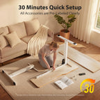 Cubiker Standing Desk, 48x24 Inches Sit Stand Home Office Desk, Electric Stand up Desk, Adjustable Desk with Splice Board, White Frame/Maple Top