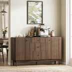 59" Buffet Cabinet with Drawers, Large Fluted Sideboard Buffet Storage Cabinet with Charging Station, Shelves and Doors, Modern Accent Coffee Bar Console Table for Kitchen, Entryway and Living Room