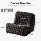 CAODOC Bean Bag Chair for Adults, Giant Oversized Fluffy Bean Bag for Fireside, Big Bean Bag Lounger Floor Chair for Home, Apartment, Gaming Venue, Dorm, Dark Gray