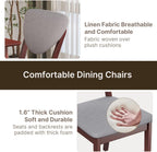 Ahomly 5-Piece Dining Table Set for 4,Solid Wood Kitchen Table Set with 4 Upholstered Linen Chairs, Space-Saving Dining Room Furniture for Apartment, Home, Dark Cherry/Grey