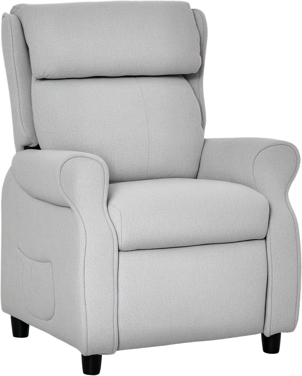 Qaba Kids Recliner Chair Children Sofa Angle Adjustable Single Lounger Armchair Gaming Chair with Footrest 2 Side Pockets for 3-5 Years, Light Grey