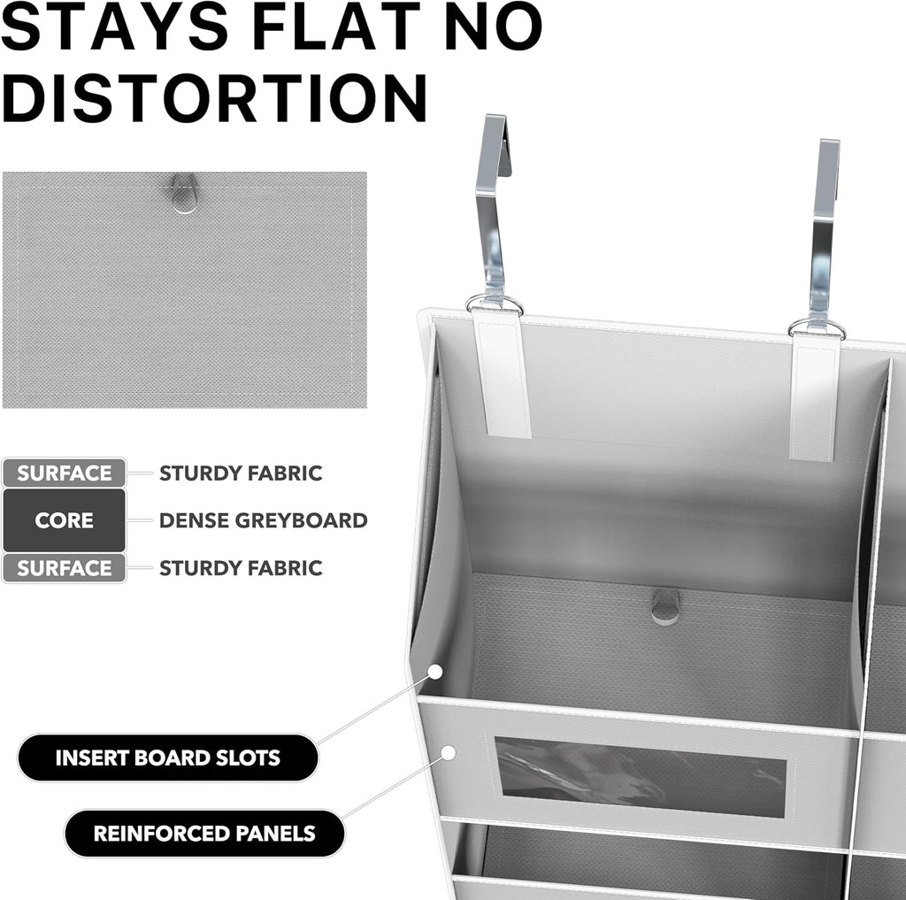 Simple Houseware Extra Large Heavy Duty Over the Door Organizer with 10 Clear Window Pockets, 80 lbs Capacity for Pantry, Closet, Bathroom, Gray