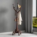 Wood Freestanding Coat Rack 8 Hooks Coat Tree Standing,Dark Walnut | Wooden Creative Clothes Hanger with Sturdy Sphere Base and Tree Branch Hooks 160lb Load Capacity for Entryway Hallway Bedroom