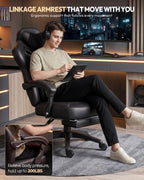Dowinx Gaming Chair with Footrest, Big and Tall Gaming Chair for Heavy People, Ergonomic Gaming Chair for Adults, Reclining Computer Game Chair with Massage Lumbar Support, Black