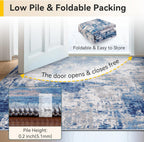 RELEANY Washable Area Rugs 5'x7' Non-Slip Modern Abstract Soft for Living Room Entryway Bedroom Kitchen, Print Pattern, Blue Grey Navy Gray