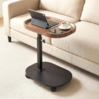 Adjustable Height TV Tray Table for Snack, Eating, Dinner or Laptop, 360°Rolling C Shaped End Table for Couch, Sofa, Chair, Bed, Perfect for Small Places, Livingroom, Bedroom