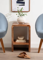 Kate and Laurel Reddy Modern Arched Wood Side Table, 16 x 12 x 24, Warm Natural, Transitional Two-Tier End Table for Use as a Bedroom Nightstand or Small Record Player Stand