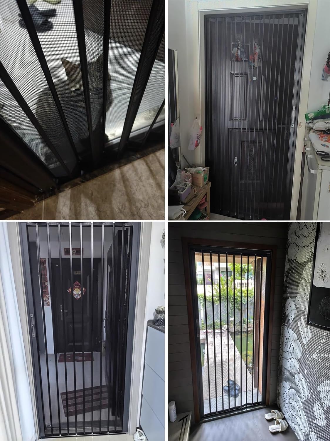 Retractable Accordion Mesh Screen Door Lockable, Ventilated Accordion Folding Door for Doorway, Multifold Gate with Aluminum Alloy Frame & Steel Mesh(58x80in(147x203cm))