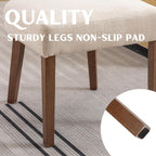 RIVOVA Mid Century Modern Dining Chairs Set of 6 Upholstered Linen Fabric Dining Chairs Curved Backrest Farmhouse Dining Room Chairs Kitchen Chairs with Wood Legs, Beige