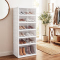 Giantex 6-Tier Foldable Shoe Rack Organizer, 12 Pairs Plastic Shoe Storage Box w/Magnetic Door, Space-Saving Collapsible Shoe Shelf for Entryway Living Room Cloakroom Closet, Easy Assembly