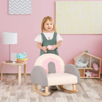 Qaba Kids Sofa, Toddler Rocking Chair with Solid Wooden Frame, Faux Lamb Fleece Fabric, Kids Arm Chair for Nursery or Playroom, Ages 18-36 Months, Gray