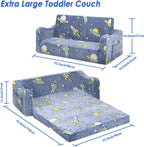 Kids Couch Extra Large, Glow in the Dark Folding Kids Sofa for Boys, 2 Seats Comfy Couch for Children Bedroom Playroom Nursery, Astronaut