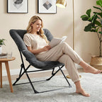 OAKHAM Comfy Chair for Adults, Soft Faux Fur Folding Lounge for Bedroom Living Room Dorm Rooms Flexible Reading Chair for Teens Kids, X-Large Foldable (Faux Fur-Charcoal Gray)