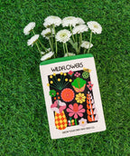 ban.do Ceramic Flower Vase, Wildflower Seeds | Unique Decorative Vase Shaped Like Seed Packet, Colorful Shelf Decor and Organization for Home or Office