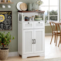 Buffet Cabinet, Fluted Sideboards with 2 Drawers and Doors, Open Compartment & Adjustable Shelf, Small Cabinet for Kitchen, Entryway, Modern White