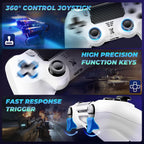 Puiseno Wireless Controller for PS-4, Dual Vibration Game Joystick/Motion Sensing/Touchpad/Speaker/3.5mm Audio Jack Headphone, Upgraded Six-Axis Sensor, Compatible with PS4/Slim/Pro Console/PC (WHITE+BLACK)