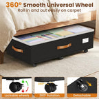 Budding Joy Under Bed Storage with Wheels 2Pack, 80L Height Adjustable Underbed Containers with Clear Lids, Rolling Under Bed Shoe Storage Organizer for Dorm Home Clothes, Blankets, Toys, Black