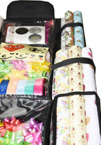 Freegrace Double-Sided Hanging Gift Wrap Organizer - Large 16 x 41 Inch Wrapping Paper Storage Bag - Tearproof 600D Oxford Closet Gift Bag & Ribbon Organization Storage Caddy, Beige (Black)