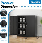 Metal Storage Cabinet, 36" Locking Steel Cabinet with 2 Doors and 2 Adjustable Shelves for Garage, Home, Office, Kitchen (Black, 36" H x 32" W x 16" D)