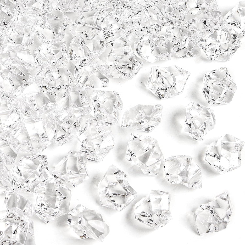 Fake Ice Cubes,100 Pcs Clear Rocks for Vases,17 * 22 mm Plastic Diamonds,Plastic Ice Cubes Clear Beads for Vases