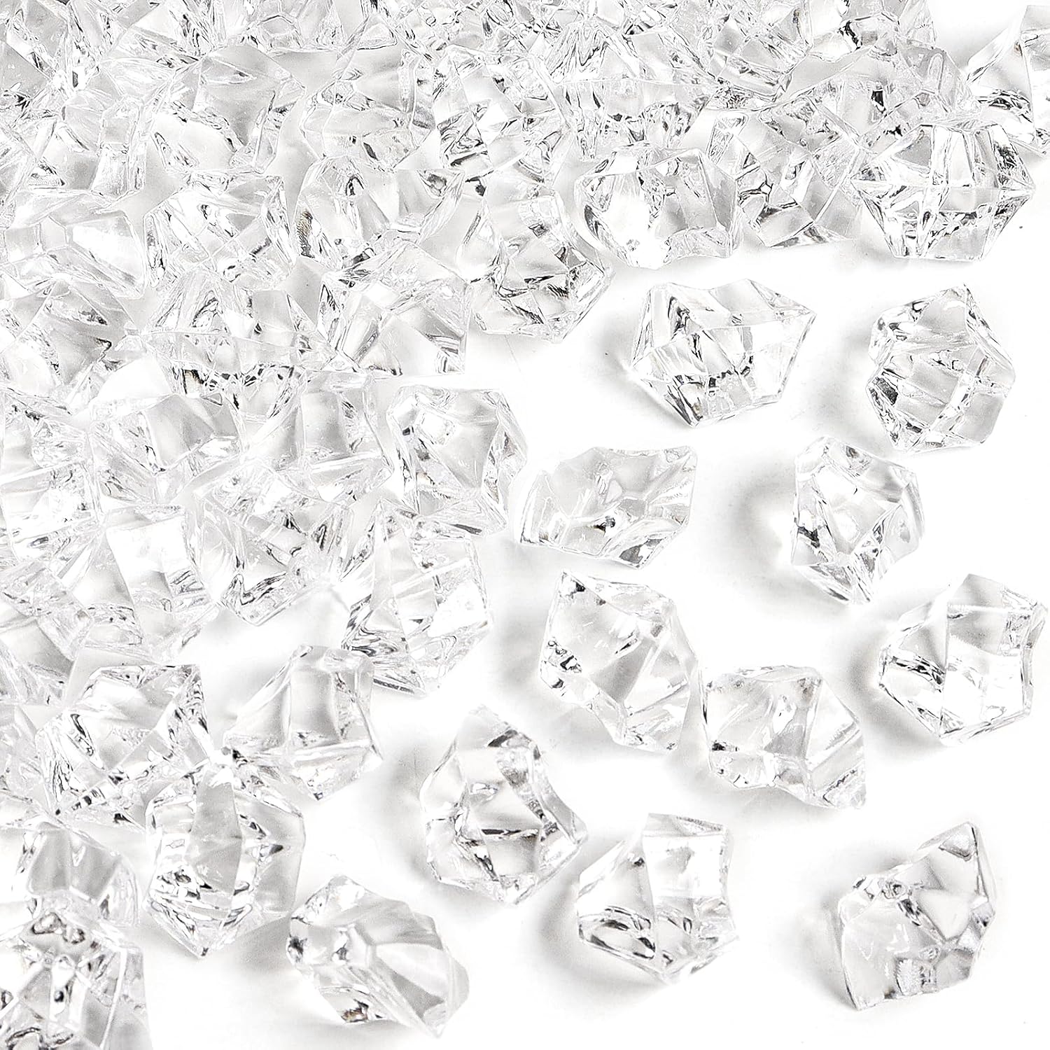 Fake Ice Cubes,100 Pcs Clear Rocks for Vases,17 * 22 mm Plastic Diamonds,Plastic Ice Cubes Clear Beads for Vases