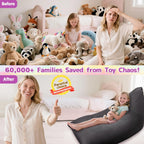 Jorbest Stuffed Animals Storage Bean Bag Chair for Kids and Adults, Stuffed Animals Bean Bag Storage, Luxury Velvet Stuffie Seat - COVER ONLY(Dark Grey 200 L/52 Gal)