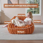 Giant Plush Bean Bag Chair for Adults with Armrests,Oversized Comfy Beanbag Lounge Lazy Floor Sofa Chair for Game Room,Living Room,Bedroom,Ultra Soft Mini Couch-Burnt Orange