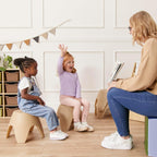 ECR4Kids Ayana Stackable Plastic Stool Seating Set, Children's Furniture, Sand, 4-Pack