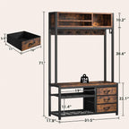 Raybee Hall Tree with Bench and Shoe Storage, Coat Rack Freestanding with 3 Fabric Drawers, Entryway Bench with Shoe Storage, Hall Tree with 12 Hooks for Hallway, Rustic Brown