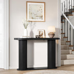 Garvee Fluted Console Table, 42.5 Inch Narrow Wood Entryway Table with Storage Shelf, Sofa Table Behind the Couch, for Hallway, Living Room, Foyer, Entrance, Black