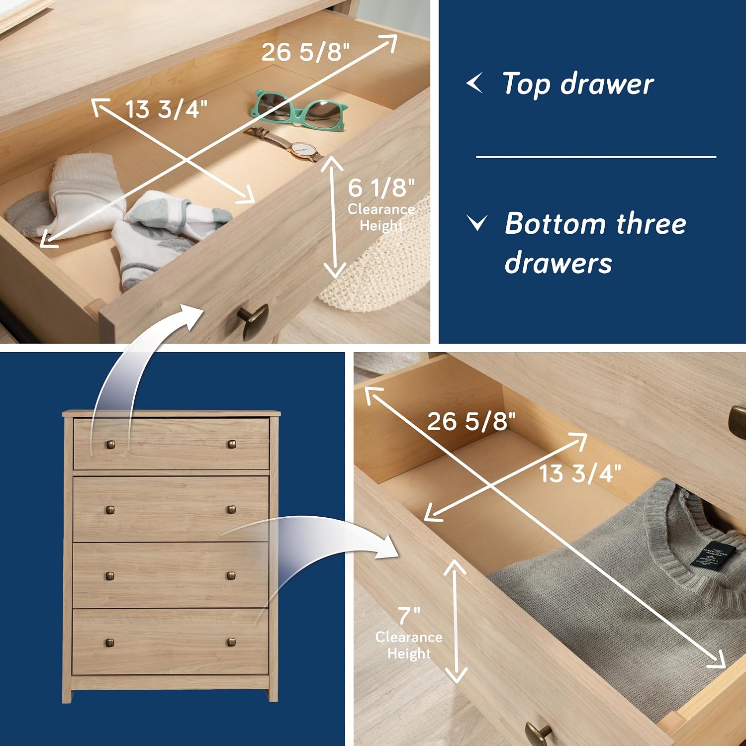 Sauder River Ranch 4-Drawer Bedroom Chest, Harvest Walnut Finish