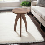 Jofran Aero Round Mid-Century Modern Solid Wood Accent End Table, Side Table for Living Room Bedroom, Small Nightstand, Chestnut