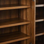 Merax 72.8" H Arched Kitchen Pantry with 3 Glass Doors, Kitchen Cabinet with Door Shelves and Adjustable Shelves, Wooden Cupboard for Dining Room, Living Room or Kitchen, Walnut