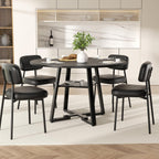 47 Inch Round Dining Table for 4-6 People,Modern Circle Dining Room Table Kitchen Table with Metal Legs for Dining Room,Kitchen,Black (Table Only)