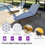 PURPLE LEAF Patio Chaise Lounge French Outdoor Lounger 2 Pieces Wood-Grain Finish Aluminum Wicker Lounge Chair with Adjustable Backrest for Pool Garden Beach and Backyard White and Grey