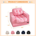 MAXYOYO Kids Bean Bag Chair, Upholstered Bean Bag Sofa Cloud Seat for Boys and Girls, Boneless Couch with Tufted Cushion & Pillows, Kids Sofa in A Box, No Assembly Required, Pink