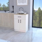 Ivory and Natural Oak 2-Door Kitchen Pantry with 1 Drawer,Buffet Kitchen Sideboard,for Kitchen,Dining Room,15.9 * 23.6 * 33.5