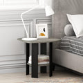 Furinno Simple Side Table Set of 2, 2-Tier Grey End Table with Soft Edges, Open Shelf Night Stand, Bedside Table, for Living Room, Bedroom, Grey Oak