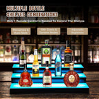 Dollate 3 Tier 16 Inch LED Lighted Liquor Bottle Display, LED Tabletop Wine Shelves Adjustable Lighting & Colors Liquor Storage Rack for Home Bar