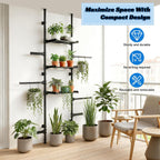 4-Tier Over The Toilet Storage Shelf, Adjustable Carbon Steel Bathroom Organizer, No Drill Tension Mount Freestanding Shelving Unit for Small Rooms, Space Saving Above Behind Toilet