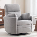 Power Recliner,Nursery Swivel Glider Rocking Chair with USB Port,Upholstered Adult Electric Recliner Rocking Chair with 2 Pillows for Living Room Bedroom(Lightgrey Teddy, Power-Driven)