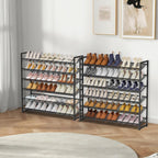 Large Shoe Rack 12 Tier Shoe Organizer, Heavy Duty Metal 6-Tier Stackable Shoe Storage Vertical Shoe Rack for Closet Front Door Entrance, Up to 75 Pairs, 44.8" W x 11.4" D x 85.1" H, Black
