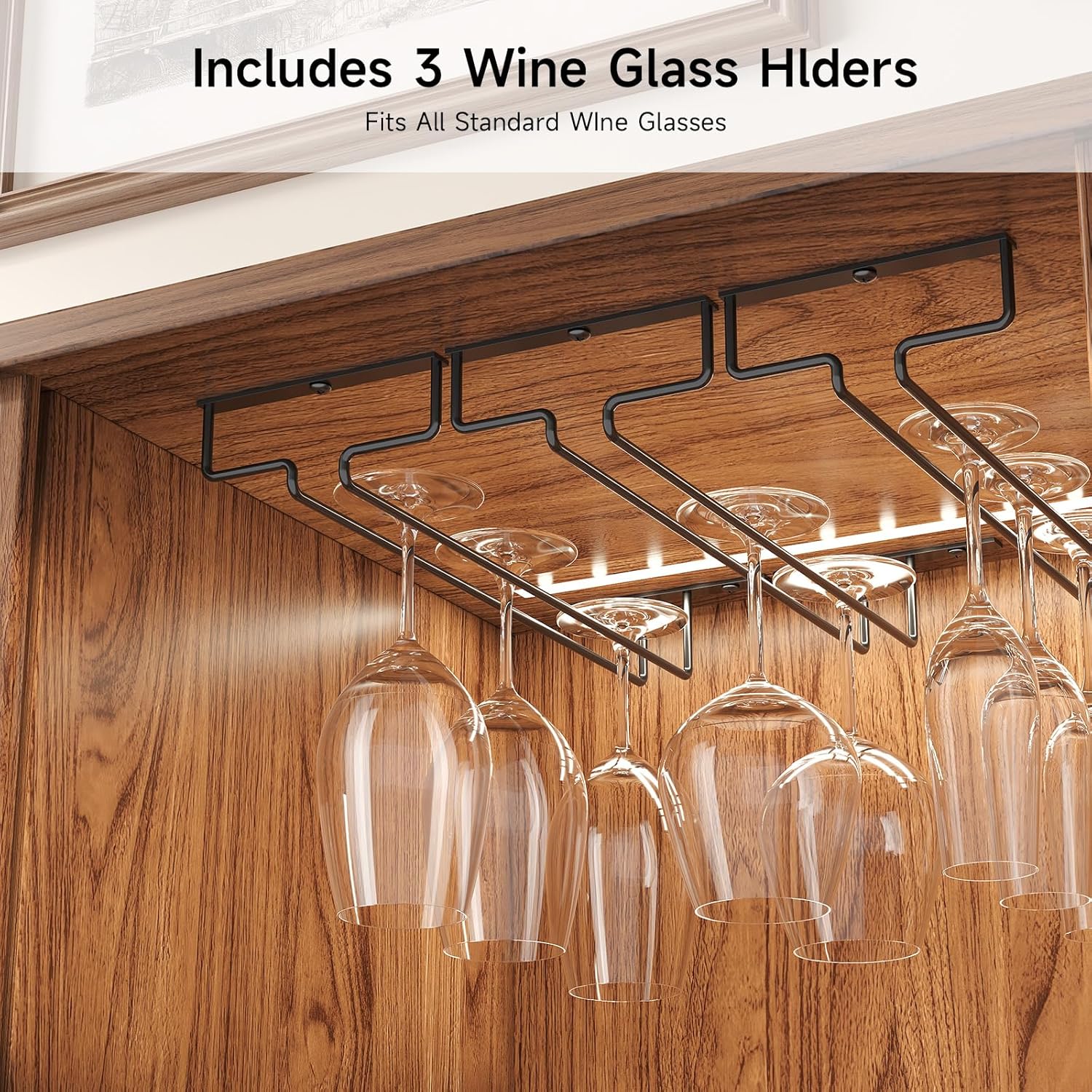 55 Inch Fluted Wine Bar Cabinet, Liquor Cabinet with LED Light, Coffee Bar Cabinets with Storage, Mid-Century Modern Bar Cabinet with Charge Station Wine Racks for Kithcen (Walnut)