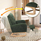 Aoiy & Wifon Rocking Chair Nursery, Modern Nursery Rocking Chairs with Side Pocket & Footrest, Upholstered Rocking Chair Nursery Glider, Boucle, Green