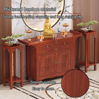 Bamboo Meditation Altar Table with Storage, Chinese Pooja Cabinet, Offering Table with Drawer, Buddhist Shrine Altar for Living Room, Small Spaces(88cm/34.6in)